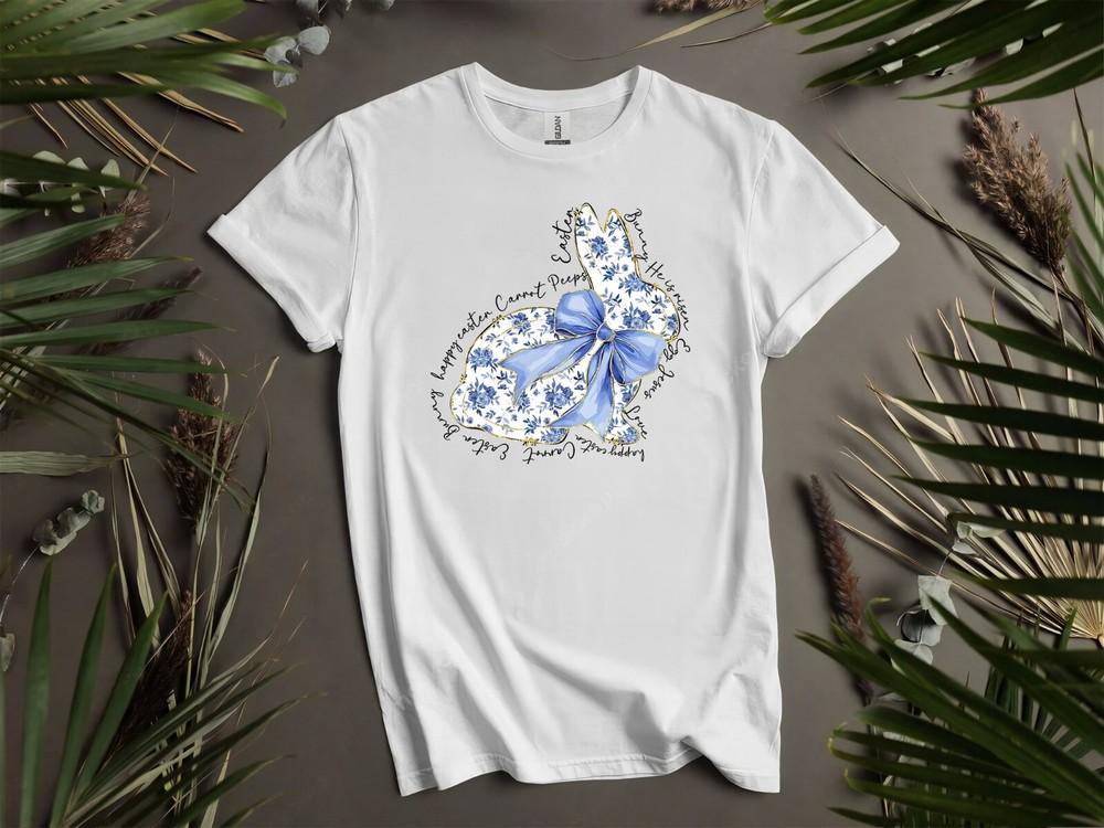 

Bunny Blue Floral Easter Chinoiserie Rabbit Hoodie Tshirt Men Women Unisex AD57 3XL