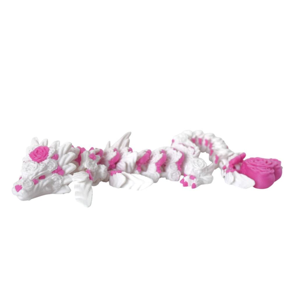 Dragon Rose Coeur 3D - Modèle de Figurine Articulée Mobile Ornement pour Enfants