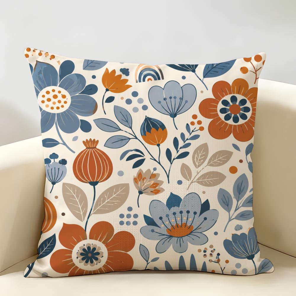 Boho Folk Art Sun Mountain Cushion Cover Natural Linen Organic Fabric Double-Sided Printing Breathable Perfect For Home Decor