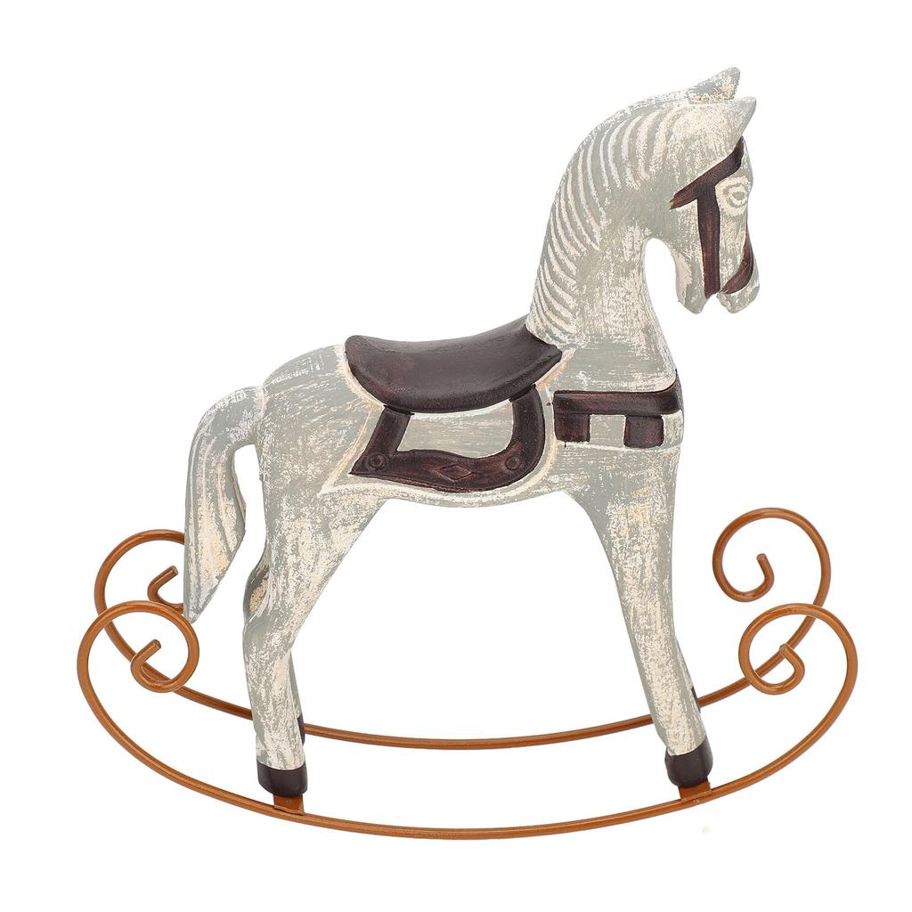 Rocking Horse Ornament Vintage Decorative Table Decoration Resin Iron Bookshelf Decor