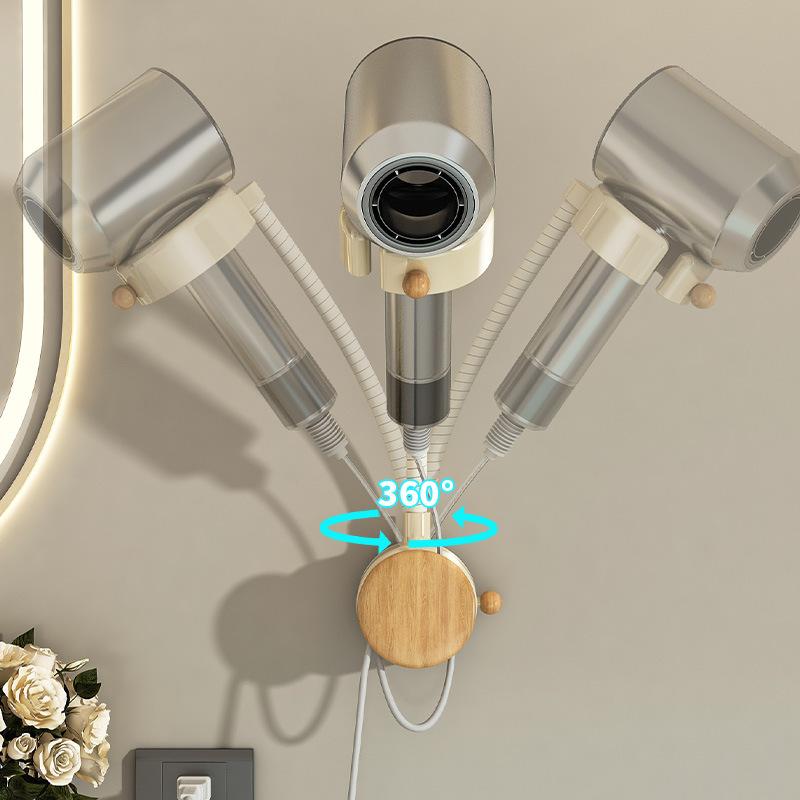 360 Degree Adjustable Suction Cup Hole-Free Wall-Mounted Hair Dryer Holder Hands-Free Bracket for Hair Drying Bathroom Organizer