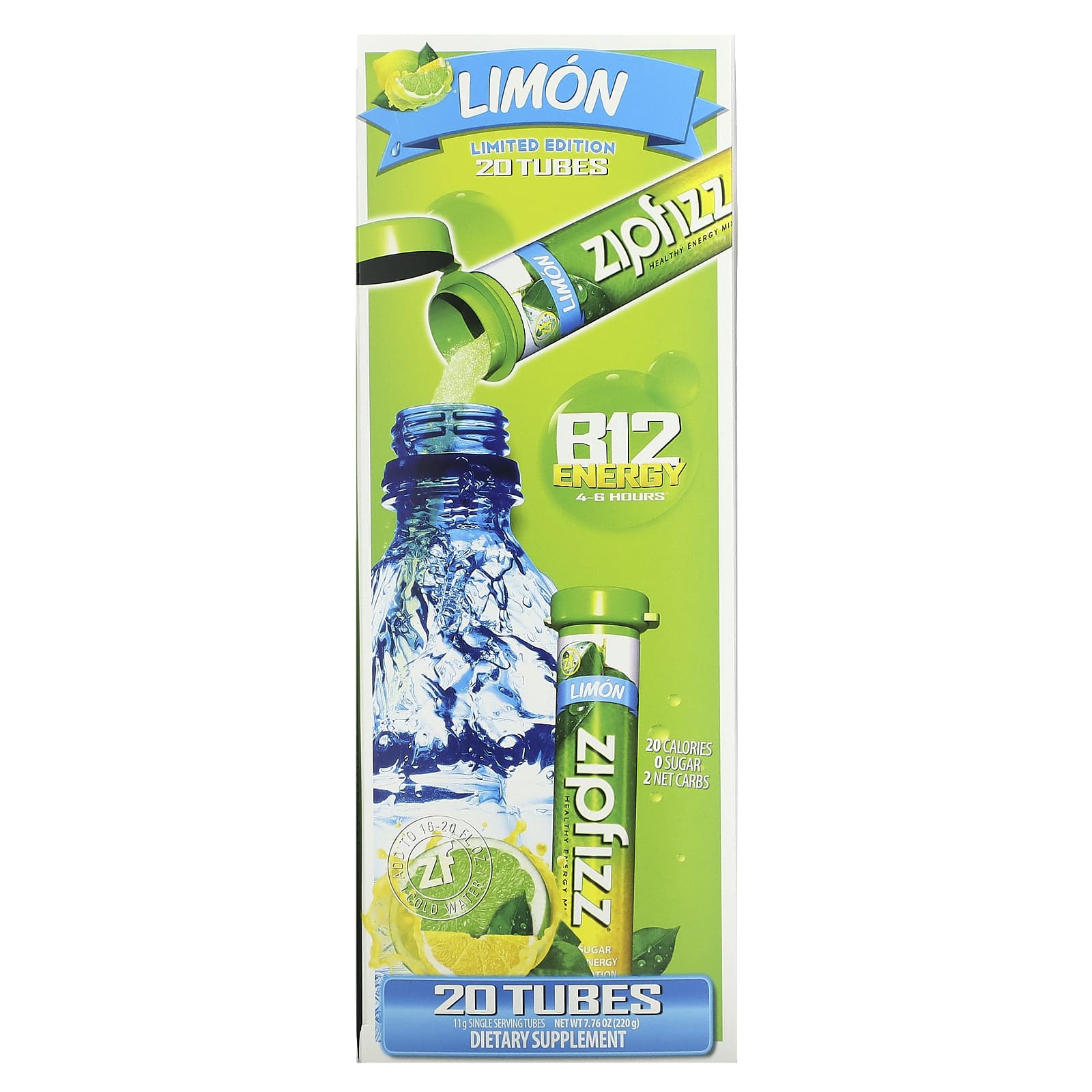 

Healthy Energy Mix, with Vitamin B12 and Lemon, 20 Tubes, 11G (0.39Oz)