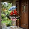 2D Flat Welcome Wind Chime Flower Bird Door Decoration Creative Porch Decoration  Outdoor