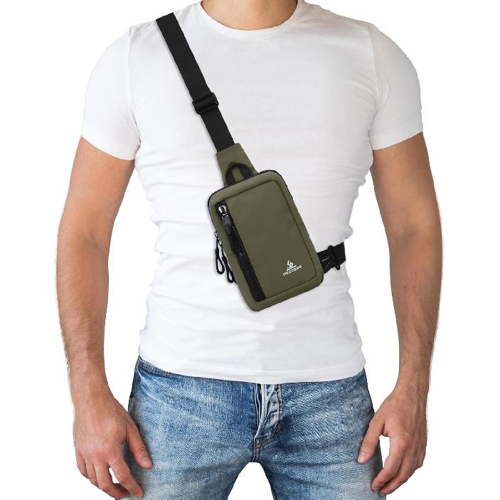Peicees Mini Sling Bag for Men Small Crossbody Shoulder Bag, Mini Black