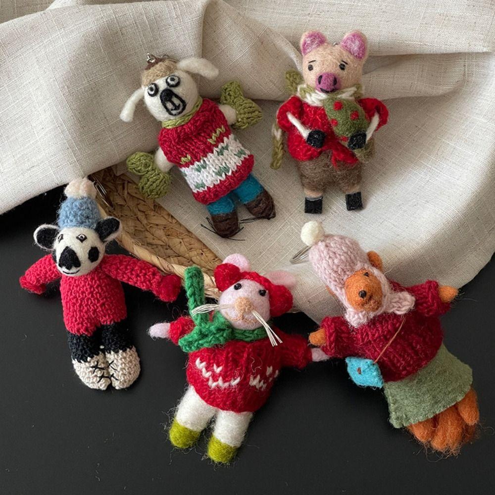 Little Pig Rabbit Keyring Rabbit Cartoon Keychain Creative Wool Felt Animal Pendant Kids