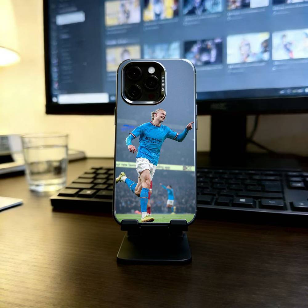 Football Star E-Erling H-Haaland Phone Case For iPhone 17,16,15,14,13,12 Plus,Pro Max,XS,Colorful Silver Phone Case Funda Cover