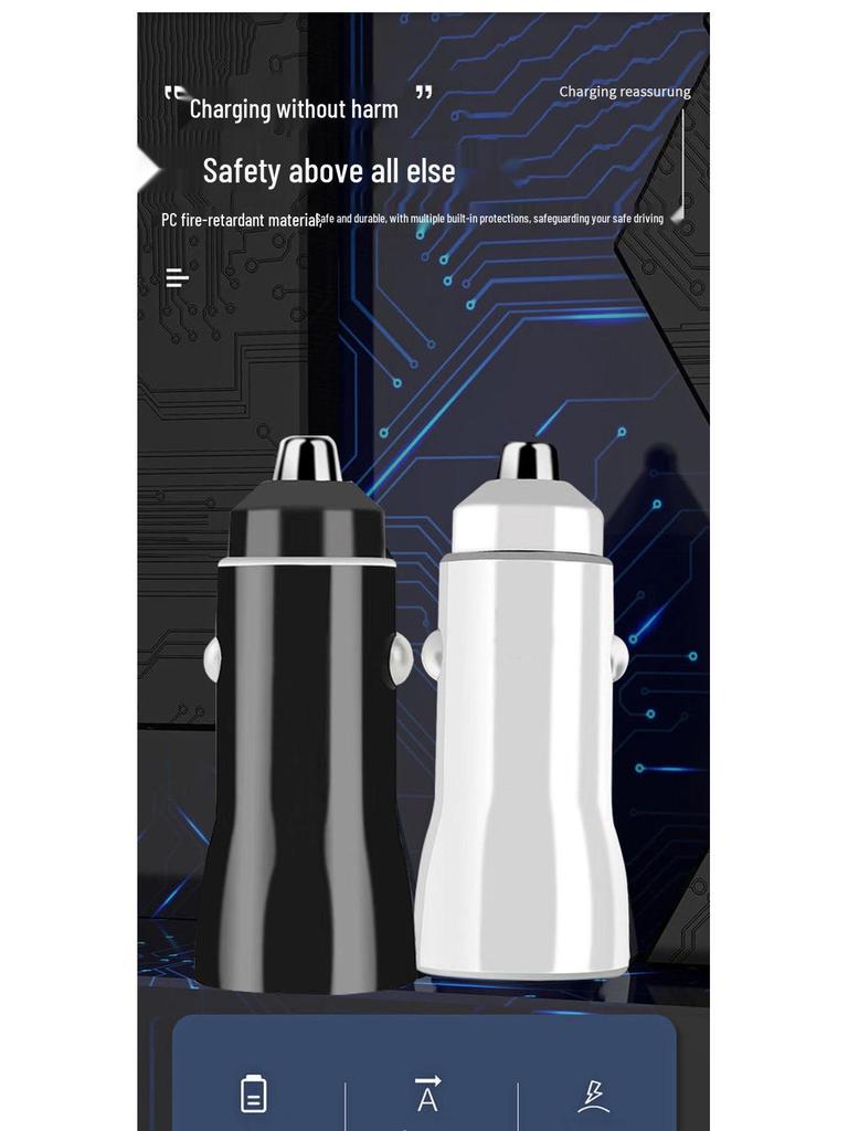 Dual Port USB-C Car Charger for Fast Charging - Compatible with Apple Devices