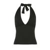 Sexy Women's Halter Neck V-Neck Crop Top - Solid Color Slim Fit Sleeveless Summer Vest