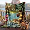 Warm Flannel Blanket Masha and the Bear Pattern, Lightweight Comfortable Throw Blanket for Bed Sofa Use