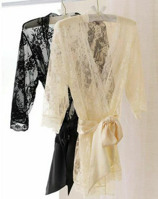 New Sexy Black Lace Nightgown Robe - European & American Style