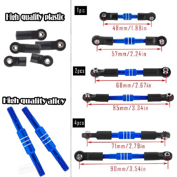 RC Turnbuckles Camber Links Upgrades Part for 1/10 Slash/Stampede/Rustler/Bandit 2WD VXL,Aluminum Turnbuckles Camber Links Hops Up,Navy Blue