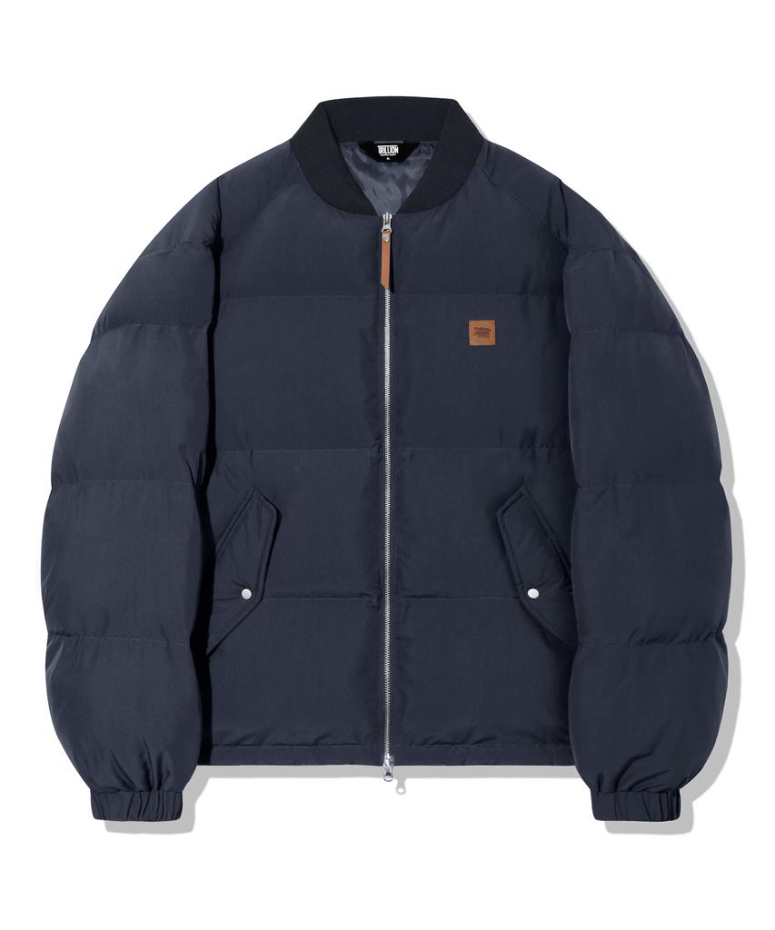 Trillion Leather Patch Puffer Jacket_Navy
