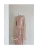2025 New Pink Jacquard Satin Cheongsam with Large Sleeves - Young Autumn Style