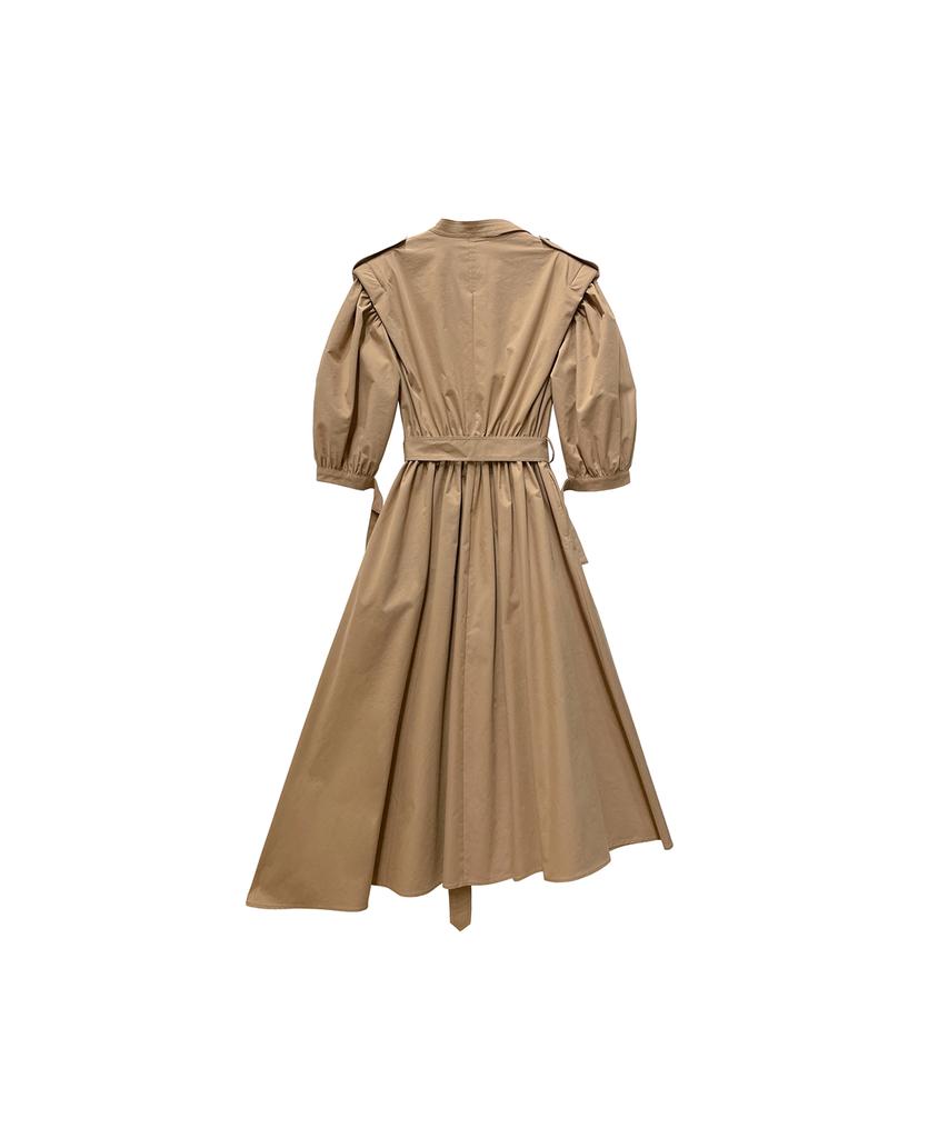 Meuameu Puff Sleeve Trench Coat Dress