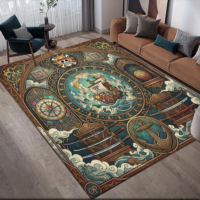 One Piece Elements Anti-Slip Floor Mat, Rectangular Carpet for Living Room, Bedroom and Game Space.xwn