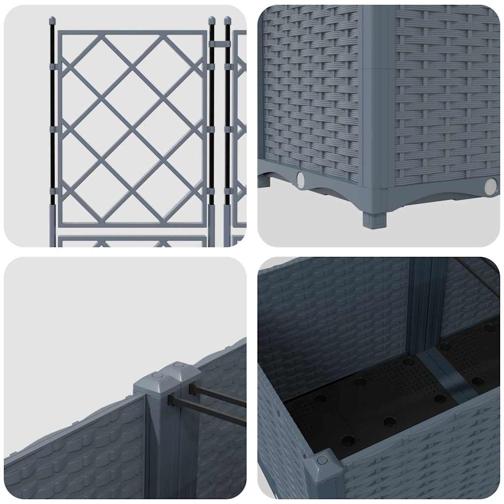 Garden Planter Set 3 Pcs Light Grey 80 X 80 X 143 Cm Plastic