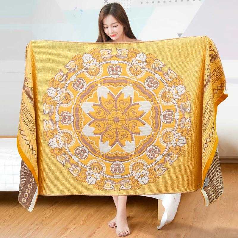 70 X 140cm Jacquard Pattern Breathable Gauze Bath Towel, 100% Cotton Four Layer Gauze Breathable Towel ,Soft Absorbent Large Bath Towel for Home, 1pc