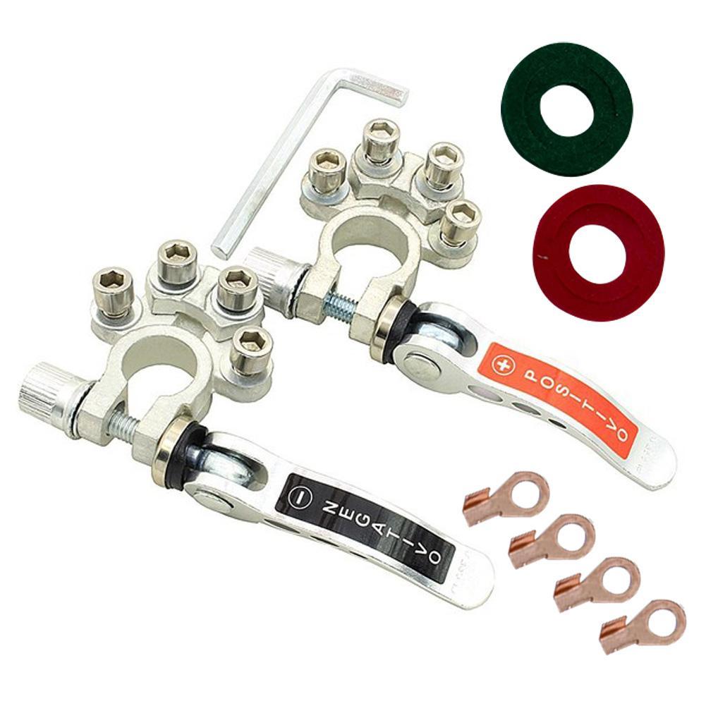 1 Pair Car Battery Terminals 12V Auto Battery Terminal Connector Battery Bornes Cable Terminal Adapter Clamps Clip Screw