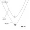 Bohemia Imitation Pearl Love Heart Double Layer Clavicle Chain Necklace Accessories Female Jewelry