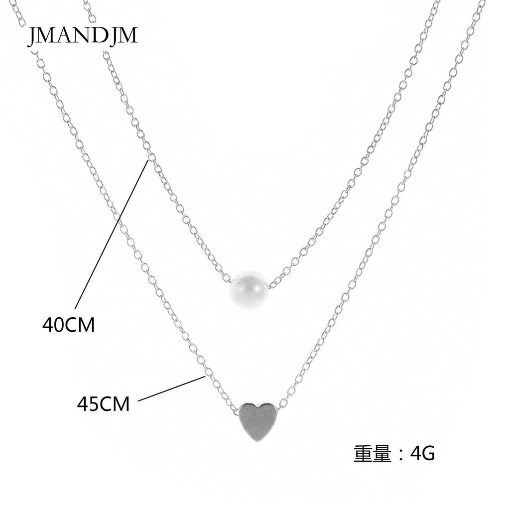 Bohemia Imitation Pearl Love Heart Double Layer Clavicle Chain Necklace Accessories Female Jewelry