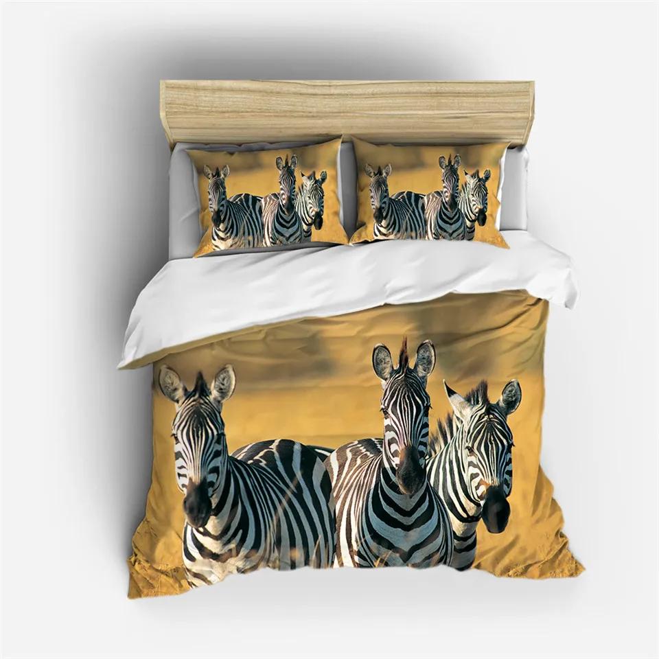 3D Animal Bedding Set Quilt Cover Zebra Pattern Duvet Cover With Pillowcases Full Queen King Soft Comforter Cover Home Textile