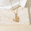 Purple Teardrop Zirconia Heart Pendant Necklace, Golden Tone Dainty Jewelry for Women