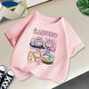 4-14 Years Old Labubu Cartoon Printed Children's Short Sleeved Girls' Round Neck Top Summer Children's T-shirt Casual Children's Clothing