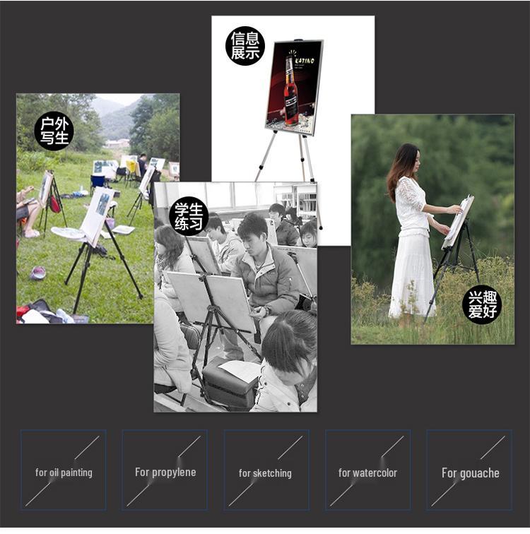 Thickened Iron Folding Art Easel: Triangular Display & Fluorescent Board Stand