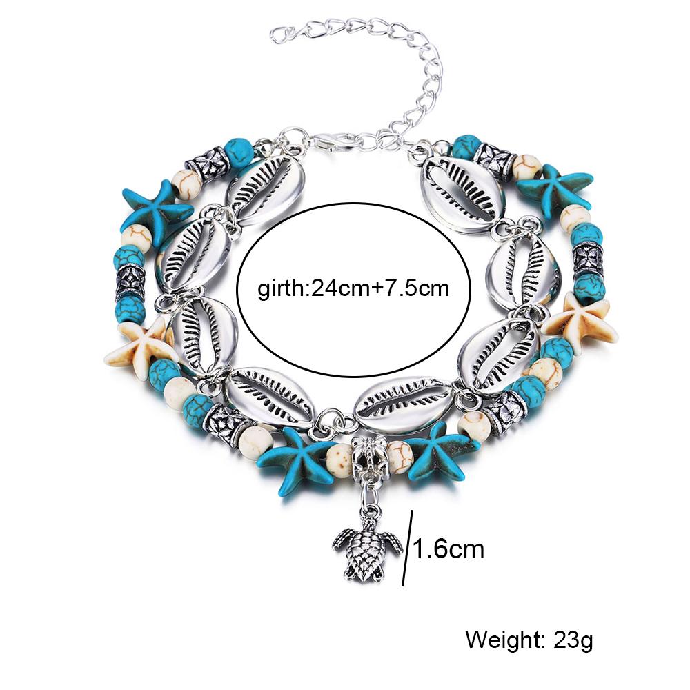 Shell Beach Starfish Jewelry Turtle Pendant Bracelet 2-piece Couple Gift Set Women Fashion Elegant Anklet
