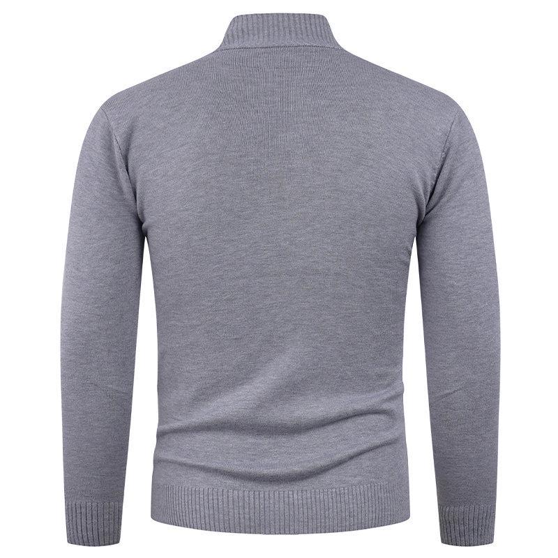 Men's Autumn/Winter Fashion Half-Zip Button Sweater - Casual Knit Pullover Base Layer