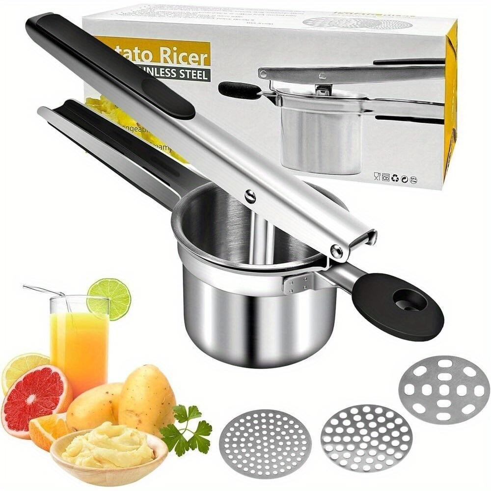 Stainless Steel Tools Are Used for Mashing Potatoes, Including Three Slices for Crushing Fruit and Making Spaghetti Slices.
