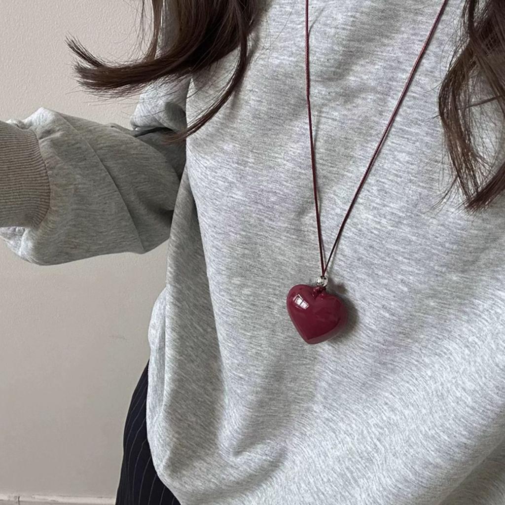 Justerbar Läderrep Halskedja Jubileumssmycken Hjärta Hänge Halsband med Lädersnöre för Modekvinnor