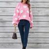 Suéter de Punto de Fondo de Moda Casual para Mujer con Cuello Redondo y Corazón