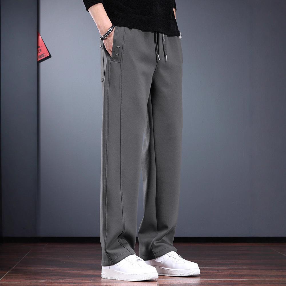 High-end Men's Casual Pants Autumn and Winter Loose Straight Sweatpants Drape Skin-friendly Versatile Anti-wrinkle Trousers Tide