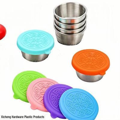 Stainless Steel Leak-Proof Sauce Cup with Silicone Lid for Portable Dipping and Salads