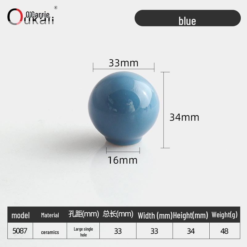 Colorful Ceramic Knob for Cabinets & Drawers - Round, Single Hole Design