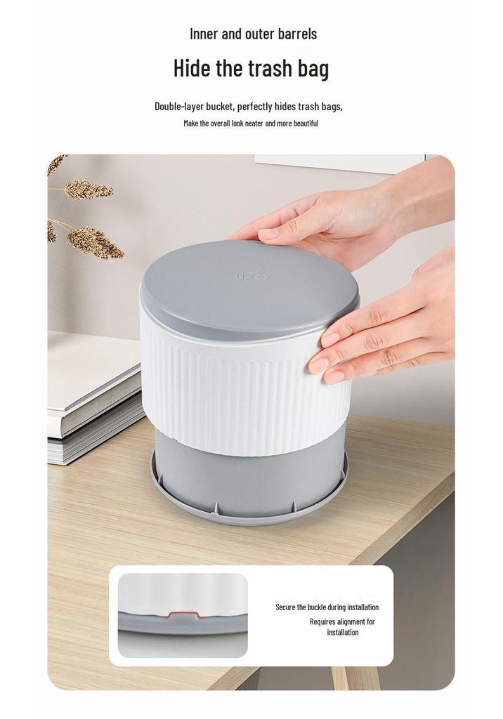 Home Story Mini Desktop Trash Can with Lid for Bedroom or Dining Table