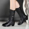 Damenschuhe im neuen Stil: Lange Stiefel mit Fleece, Ritterstiefel für Frühling und Herbst, Damenstiefel in Übergröße