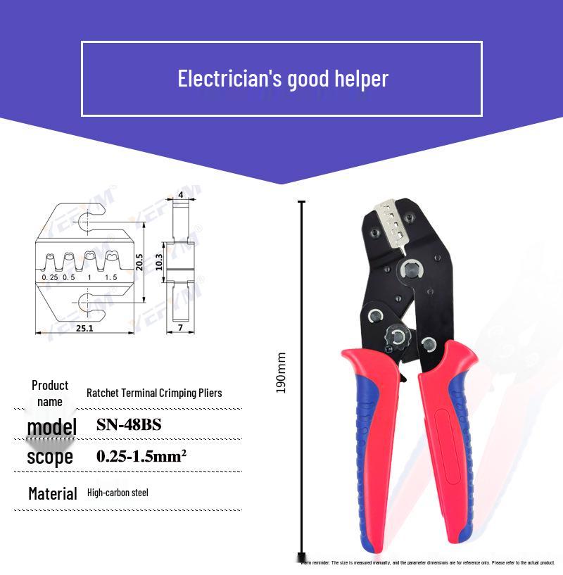 YEFYM N-48BS Crimping Pliers Terminal Set for Car & Motorcycle Electronics