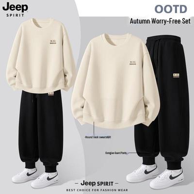 JEEP SPIRIT Men's 2025 Casual Sweatshirt & Sweatpants Set