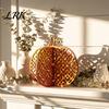Vintage Harvest Party Supplies Thanksgiving Wooden Pumpkin Decor, Striped Hollow Carved Ornament Autumn Decorations for Home Party, Rustic Fall Table