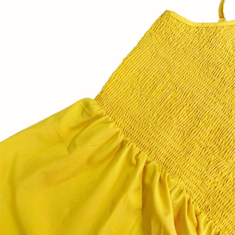 Módní sexy šaty bez rukávů pro ženy, letní prázdninové šaty s odhalenými zády a střihem, ležérní dlouhé šaty pro ženy, vintage nepravidelný vysoký pas, žluté šaty 26205