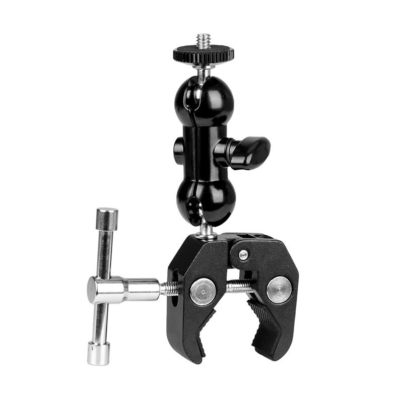 

Metal Super Clamp mount Double Ball Head Magic Arm Clamp Adapter for DSLR Camera Monitor LED Light Mic Insta360 Gopro чёрный