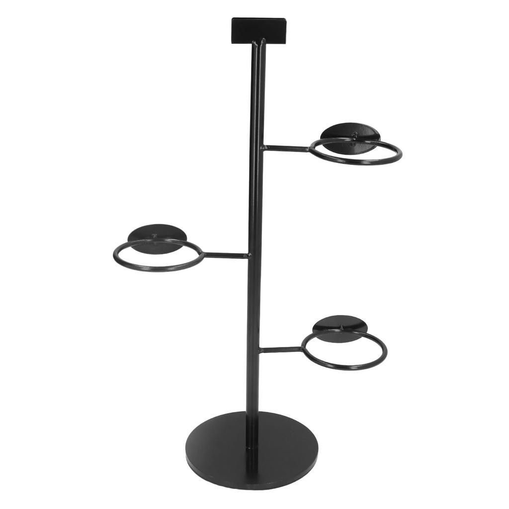 Cup Holder 3 Holes Black Appearance Iron Material Simple Stylish Cup Display Stand for Party