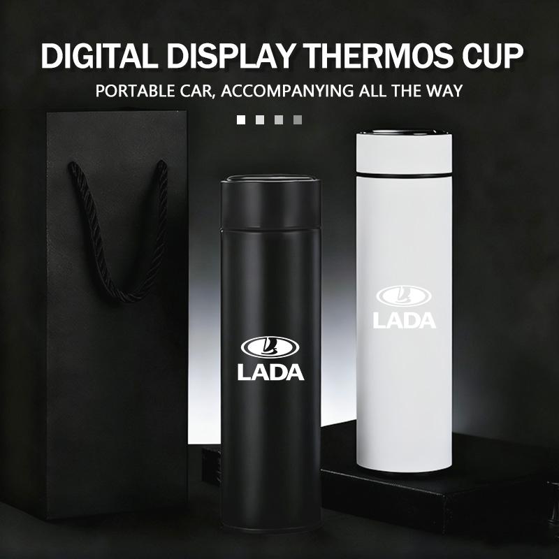 New Car Smart Thermos Bottle With Temperature Display Coffee Cup For Lada Vesta Granta Largus Vaz Samara Vesta Niva 4X4 2110 yhge5