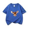Kids Cotton T Shirt Cute Peeking Deer Print Crew Neck Short Sleeve Tee Casual Breathable Boys Girls Summer Tops