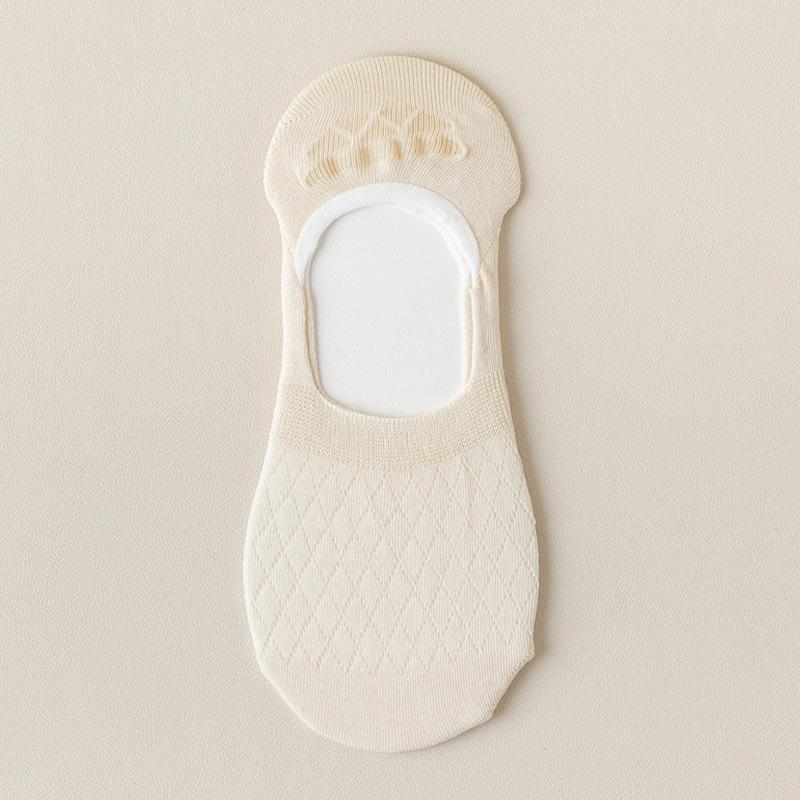 

Женские летние тонкие однотонные дышащие полые носки с неглубоким вырезом, невидимые, нескользящие, не сползающие с пятки 1 pair бежевый