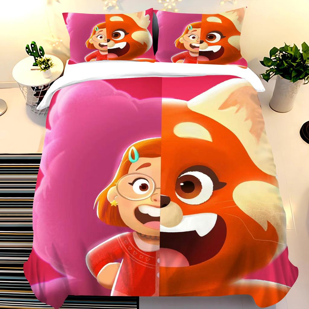 Pixar Red Panda Bedding Sets Duvet Cover Set King Size Children'S 3-Piece Set 1 Quilt Cover 100% Polyester Home Comforter