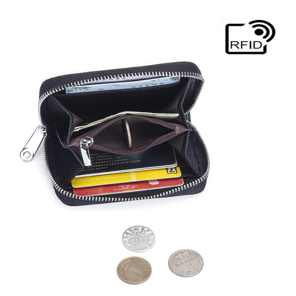 Cowhide Multifunctional Zipper Change Purse Women's Fashionable Coin Bag Genuine Leather Card