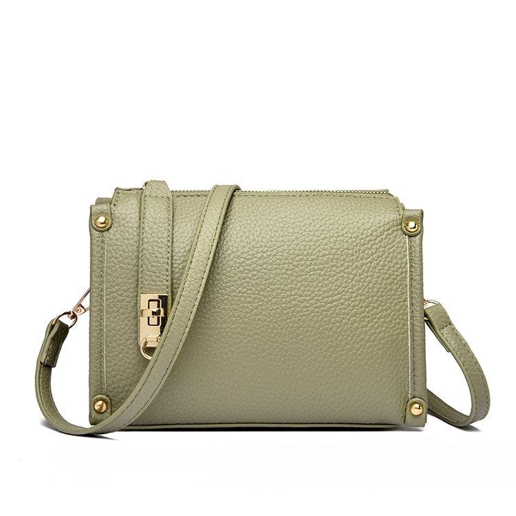 Lychee pattern metal lock small square bag crossbody shoulder bag